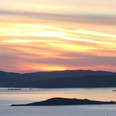 Bay Views from Berkeley hills, February 2016. Early evening sunset
